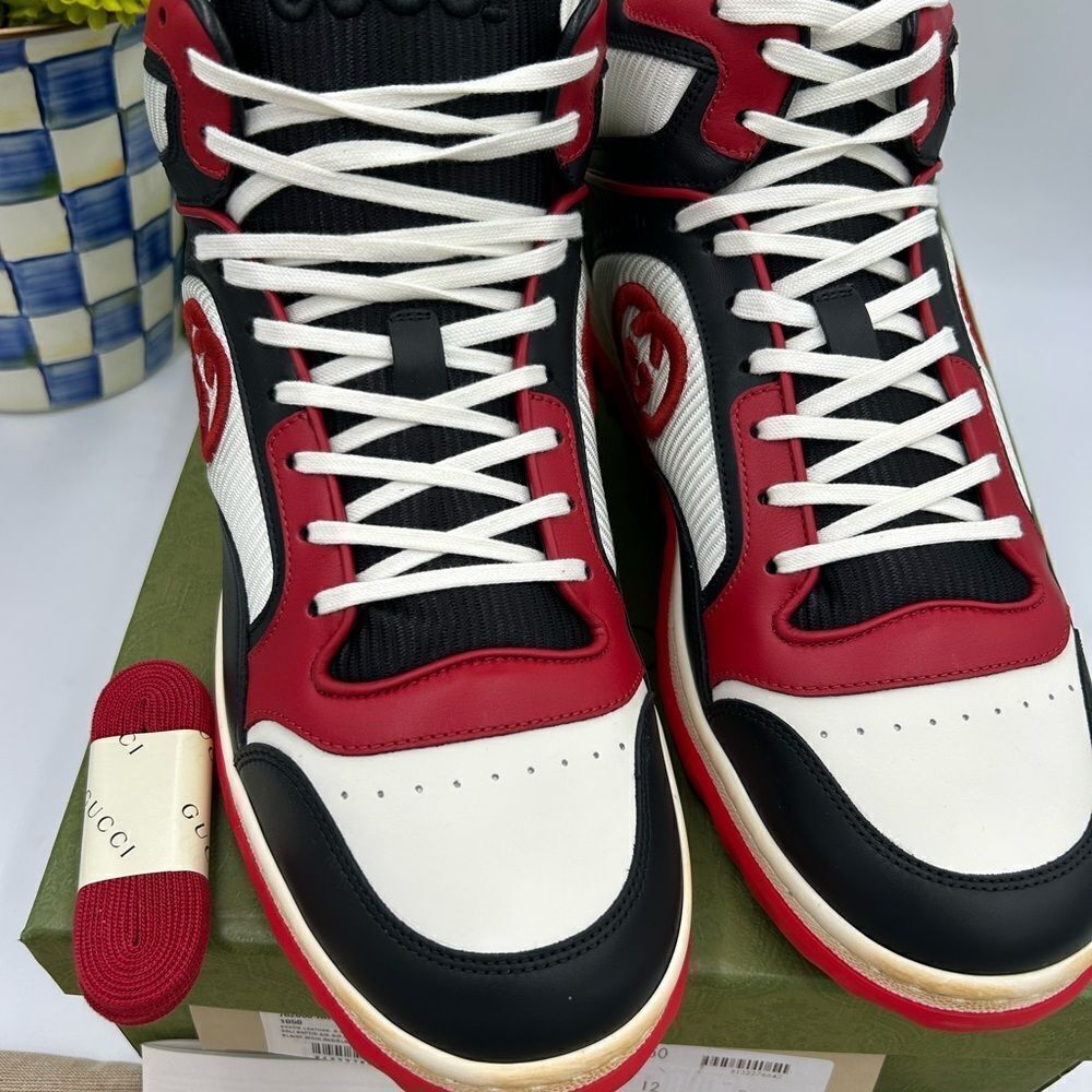 Men’s Gucci MAC 80 high top Leather sneakers Size 12 made in Italy - Picture 4 of 9
